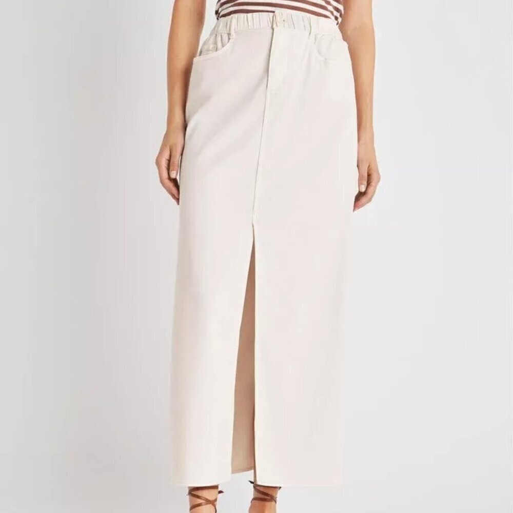 Splendid Rhiannon Maxi Skirt Women's Size M White Stretch Twill Long